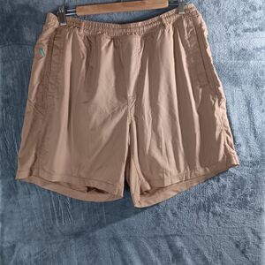 Birddogs Boomstick Mens XL Shorts Lined Tan Brown Drawstring Athletic Stretch
